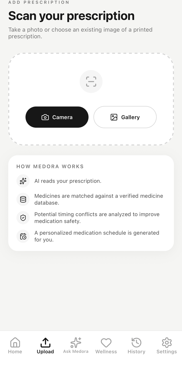 Medora's prescription scanner screen